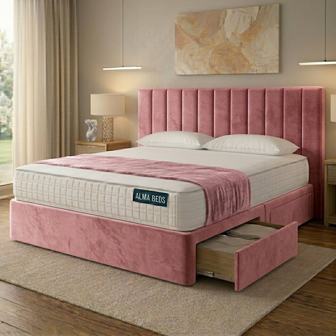 Blush Plush Velvet Prague Divan Bed